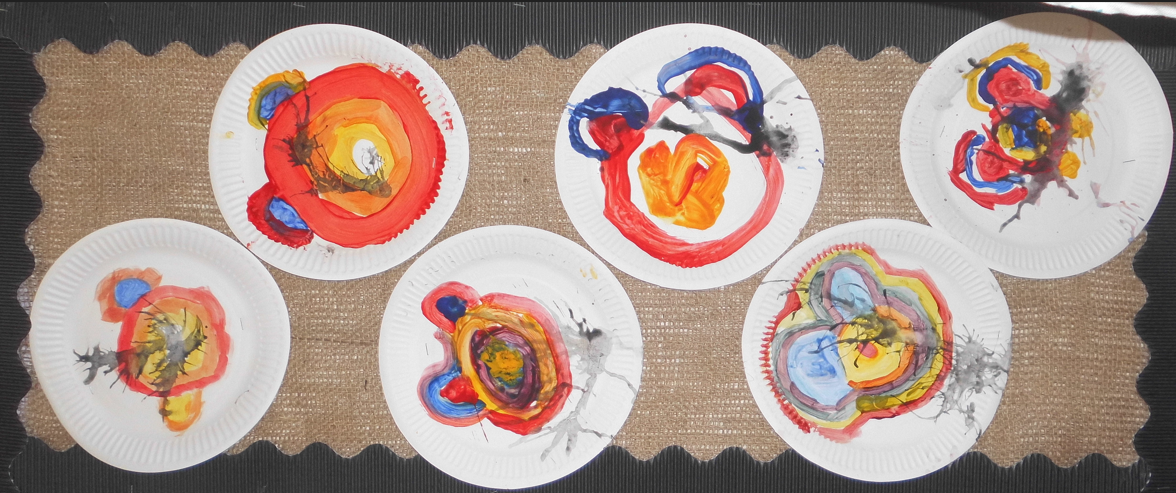 Children's art on paper plates